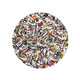 8' White Round Abstract Non Skid Area Rug
