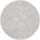 8' Ivory and Gray Floral Distressed Round Rug