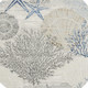 8' Ivory Blue And Gray Seashell and Coral Non Skid Round Rug