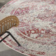 6' Ivory Red And Brown Floral Distressed Round Rug