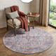 5' Blue and Purple Round Floral Power Loom Distressed Area Rug