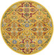 5' Yellow Round Floral Power Loom Area Rug