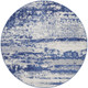 5' Ivory and Navy Blue Abstract Round Rug