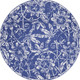 5' Blue And White Floral Distressed Round Rug