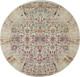 4' Ivory And Brown Floral Distressed Round Rug
