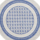 5' Ivory and Blue Geometric Distressed Round Rug