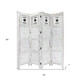 84" White Wood Folding Four Panel Screen Room Divider