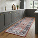 8' Brick Red and Black Oriental Distressed Non Skid Runner Rug