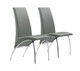 Set of Two Gray and Silver Upholstered Faux Leather Dining Side Chairs