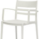 Set of Four White Heavy Duty Plastic Ladder Back Dining Arm Chairs