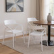 Set of Four White Heavy Duty Plastic Open Back Dining Arm Chairs