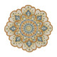 6' Orange and Blue Round Wool Floral Hand Tufted Area Rug