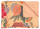 50" X 70" Orange and Red Kantha Cotton Floral Throw Blanket with Embroidery