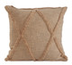 Set of Two Tan Diamond Cotton Throw Pillow With Fringe