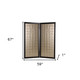 67" Gold Fabric Folding Two Panel Screen Room Divider