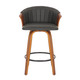 Set of Two 26" Black and Brown Faux Leather and Solid Wood Low Back Counter Height Bar Chairs