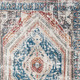 2' X 3' Teal Taupe and Rust Geometric Distressed Area Rug With Fringe