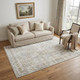 5' X 8' Ivory Oriental Distressed Area Rug With Fringe
