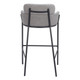 30" Slate Gray And Black Fabric And Steel Bar Height Bar Chair