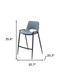 Set of Two 26" Blue And Black Faux Leather And Steel Low Back Counter Height Bar Chairs