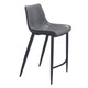 Set of Two 26" Dark Gray And Black Faux Leather And Steel Counter Height Bar Chairs