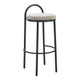 Set of Two 30" Beige and Black Chenille and Steel Low Back Bar Height Bar Chairs