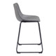 Set of Two 24" Charcoal and Black Faux Leather and Steel Counter Height Bar Chairs