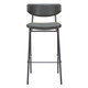 Set of Two 26" Black Faux Leather and Steel Low Back Counter Height Bar Chairs