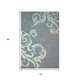 4' X 6' Ivory Slate Blue and Taupe Floral Area Rug