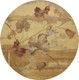 8' Beige Red And Orange Floral Round Rug