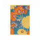 5' X 7' Blue Orange And Yellow Floral Area Rug