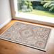 2' X 3' Ivory and Red Floral Non Skid Area Rug