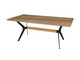 79" Brown and Red Wood and Metal Trestle Base Dining Table