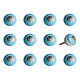 Set of Twelve Aqua White And Silver Geometric Ceramic Drawer Pull Knobs