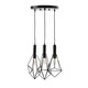 Black And Clear Three Light Metal Chandelier With Black Shades