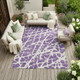 10' X 14' Purple and White Abstract Washable Non Skid Indoor Outdoor Area Rug
