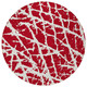 8' Round Red and White Round Abstract Washable Non Skid Indoor Outdoor Area Rug