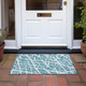 2' X 3' Teal Abstract Washable Non Skid Indoor Outdoor Area Rug