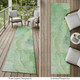 8' Runner Green Abstract Washable Non Skid Indoor Outdoor Runner Rug