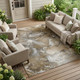 10' X 14' Brown and Gray Abstract Washable Non Skid Indoor Outdoor Area Rug
