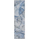 8' Runner Blue and Gray Abstract Washable Non Skid Indoor Outdoor Runner Rug