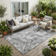 5' X 8' Gray and Ivory Abstract Washable Non Skid Indoor Outdoor Area Rug