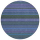 8' Round Blue and Green Round Striped Washable Non Skid Indoor Outdoor Area Rug