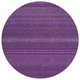 8' Round Eggplant Round Striped Washable Non Skid Indoor Outdoor Area Rug