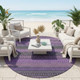 8' Round Purple Round Striped Washable Non Skid Indoor Outdoor Area Rug