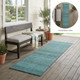 2' X 8' Turquoise Striped Washable Indoor Outdoor Runner Rug