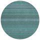 8' Round Turquoise Round Striped Washable Non Skid Indoor Outdoor Area Rug
