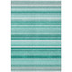 10' X 14' Aqua Striped Washable Indoor Outdoor Area Rug
