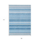 9' X 12' Blue Striped Washable Non Skid Indoor Outdoor Area Rug
