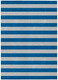9' X 12' Blue and Ivory Striped Washable Indoor Outdoor Area Rug
